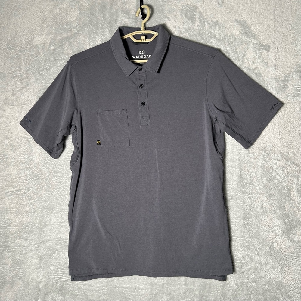 Warroad Polo Mens Large Gray Short Sleeve Henley‎ Pocket Athletic Performance